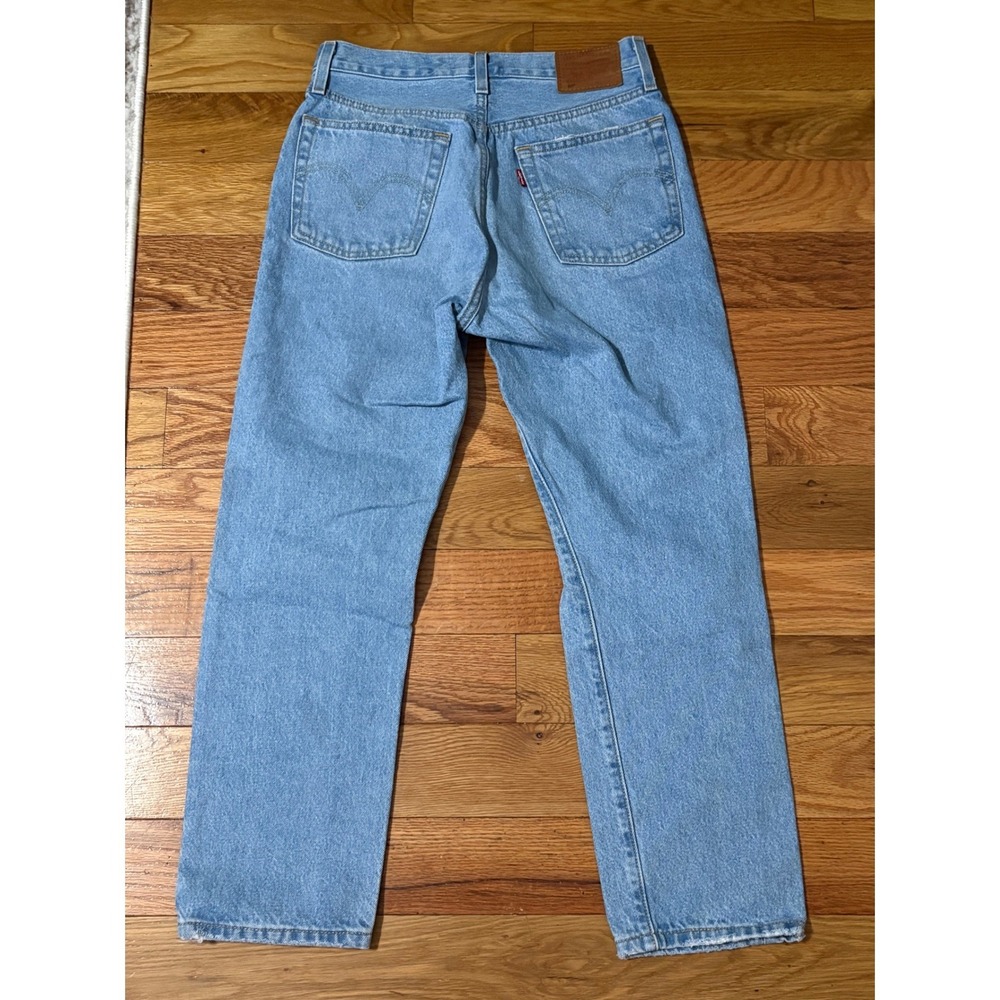 Levi's Jeans Women 26 Light Blue 501 Original Cropped Distressed Straight Leg - Picture 2 of 8